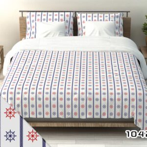 Pościel bawełniana 160x200 218d=1042E Ster granatowo-czerwony