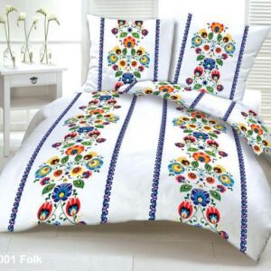 Pościel z kory 140x200 Łowicka biało-niebieska wzór 222a