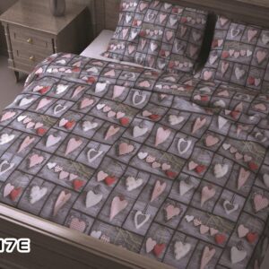 Pościel bawełniana 200x220 617E Serduszka Serca Szare Nowość Walentynki