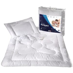 Kołdra dla dzieci 100x135 poduszka 40x60 Actigard 0,60 kg+0,20 kg biała 100% bawełna wykończona substancją antybakteryjną Actigard AMW