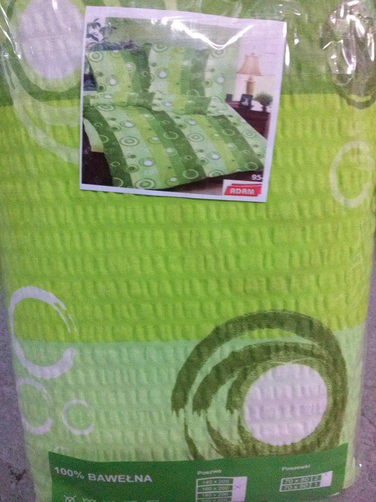 Pościel z kory 200x220 wzór 95/1 Zielone księżyce-kółka na guziki 100% bawełna gruba - obrazek 2