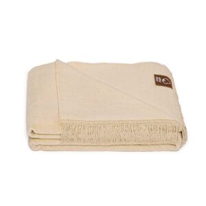 Koc bawełniany akrylowy 150x200 beżowy narzuta pled
