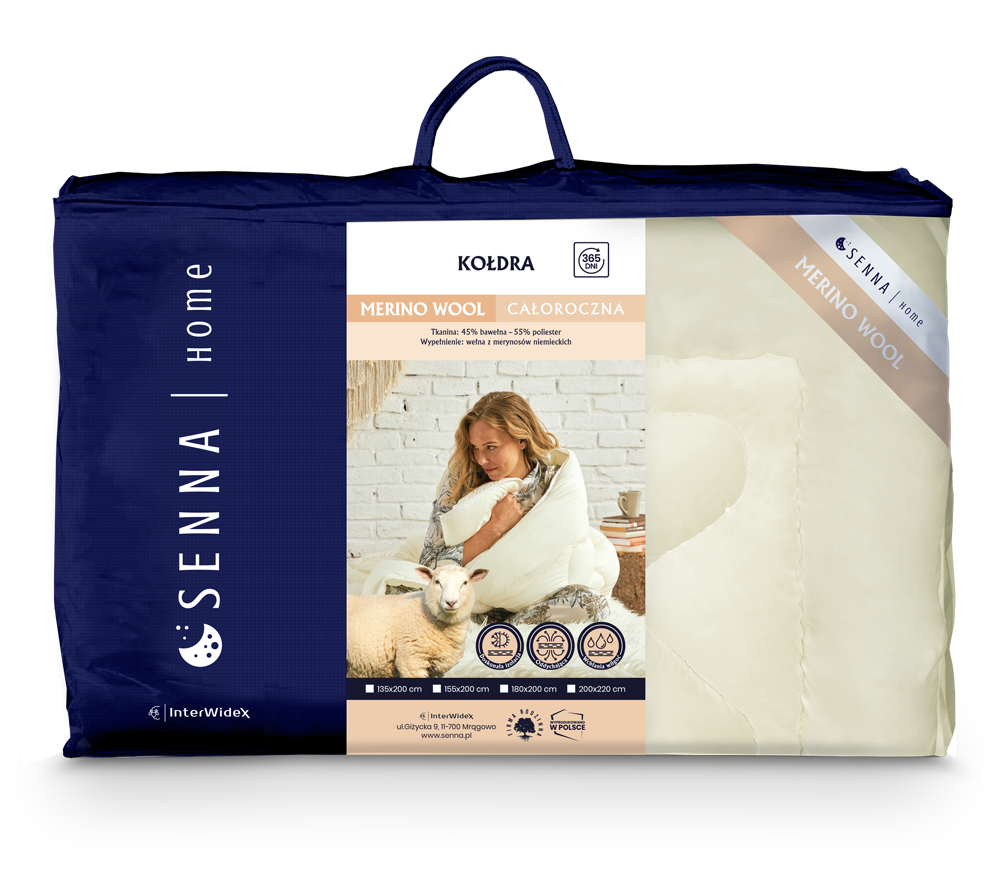 Kołdra wełniana 155x200 Merino Wool ekri 100% naturalna wełna owcza Inter Widex - obrazek 3