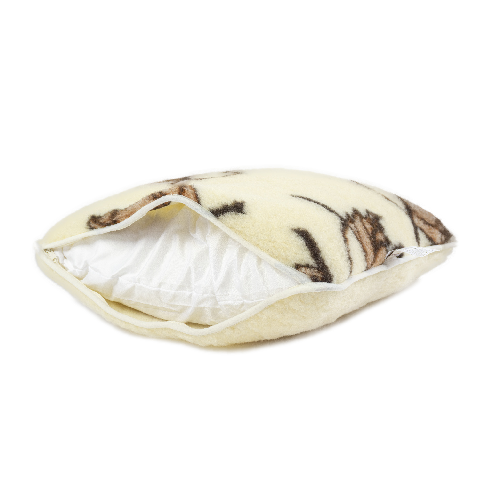 Komplet wełniany - kołdra 175x200 - 2 poduszki 50x60 - podkład prześcieradło wełniane - Liść Klonu - kremowy brązowy - Pościelowe wyroby rozgrzewające - obrazek 3