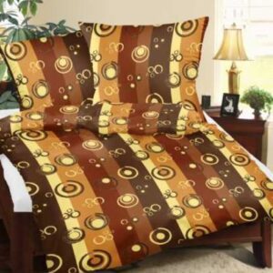 Pościel z kory 160x200 wzór 95/8 księżyce brązowe kółka na guziki 100% bawełna gruba