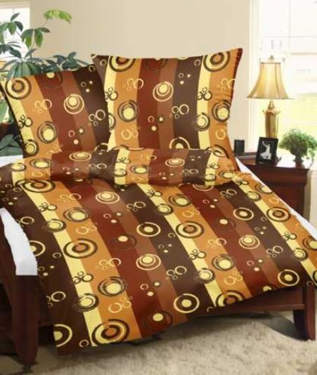 Pościel z kory 160x200 wzór 95/8 księżyce brązowe kółka na guziki 100% bawełna gruba
