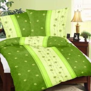 Pościel z kory 160x200 wzór 125/5 Margaretka stojąca zielona na guziki 100% bawełna gruba