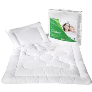 Kołdra dla dzieci 100x135 poduszka 40x60 Medical 600g+220g biała antyalergiczna AMW