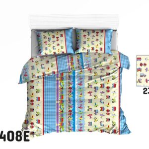 Pościel bawełniana 140x200 1408E Samoloty Traktory Ciuchcia 234N