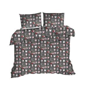 Pościel bawełniana 160x200 617E Serduszka Serca Szare Nowość Walentynki