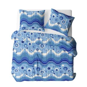 Pościel z kory 160x200 wzór 014F Lizaki Niebieskie na guziki 100% bawełna gruba