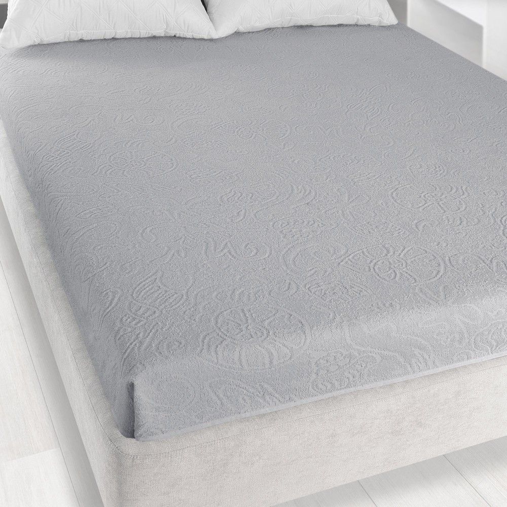 Prześcieradło frotte bez gumki 175x220 Tulipan szare Zwoltex