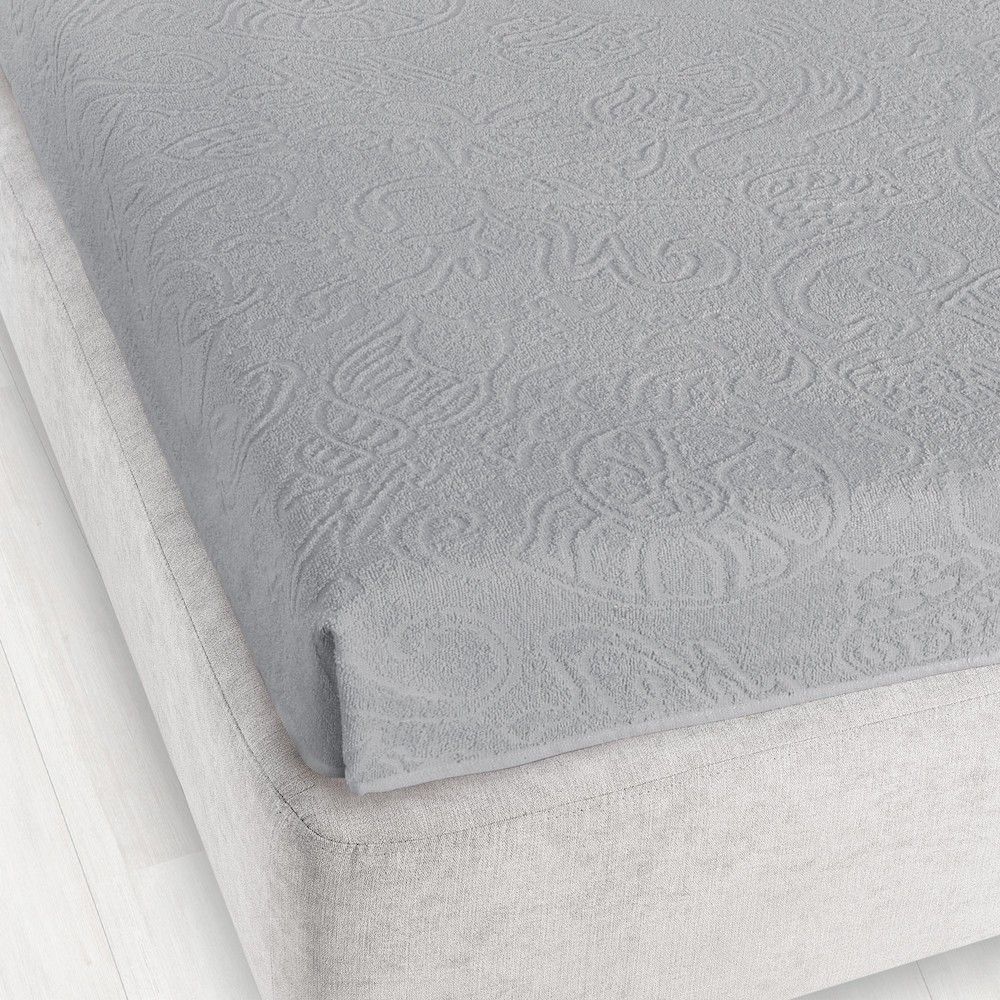 Prześcieradło frotte bez gumki 175x220 Tulipan szare Zwoltex - obrazek 2