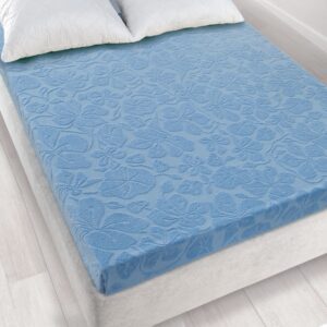 Prześcieradło frotte bez gumki 150x205 niebieskie Tulipan Zwoltex