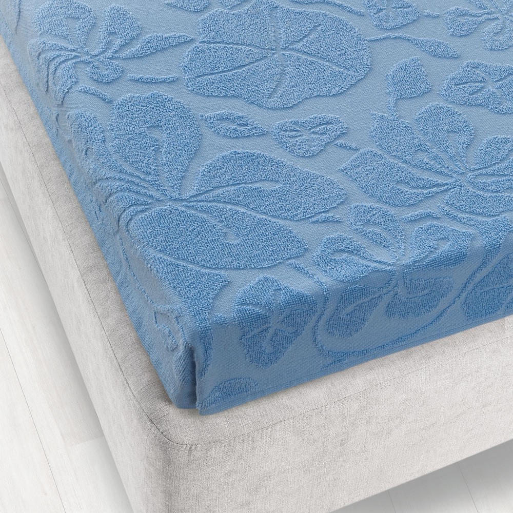 Prześcieradło frotte bez gumki 150x205 niebieskie Tulipan Zwoltex - obrazek 2