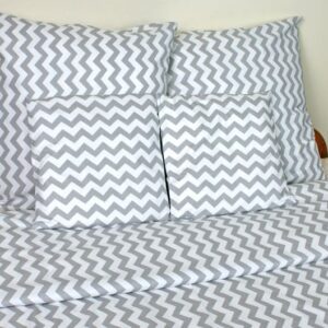 Pościel bawełniana 160x200 65=896E zygzak szaro-biały Nowość