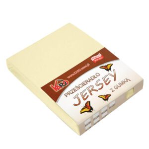 Prześcieradło jersey z gumką 180x200 kremowe 003 grube 150g/m2 KARO