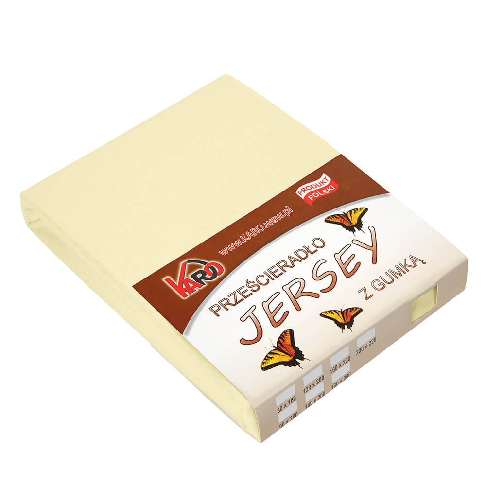 Prześcieradło jersey z gumką 120x200 kremowe 003 grube 150g/m2 KARO