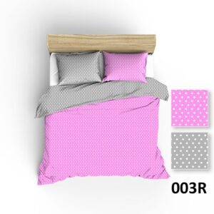 Poszewka bawełniana 40x40 R003 szara różowa groszki białe 41N 19N