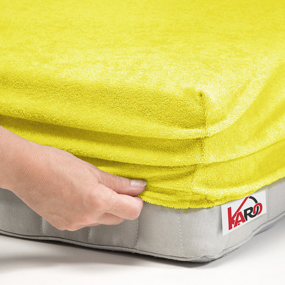 Prześcieradło frotte z gumką 160x200 żółte cytrynowe 004 grube 200g/m2 KARO - obrazek 2