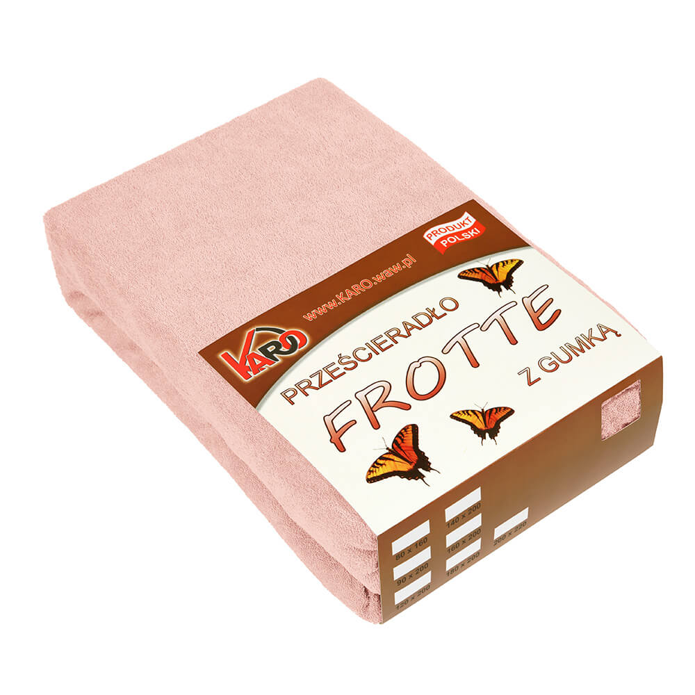Prześcieradło frotte z gumką 200x220 łososiowe 006 grube 200g/m2 KARO
