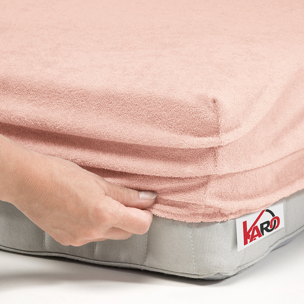 Prześcieradło frotte z gumką 90x200 łososiowe 006 grube 200g/m2 KARO - obrazek 2