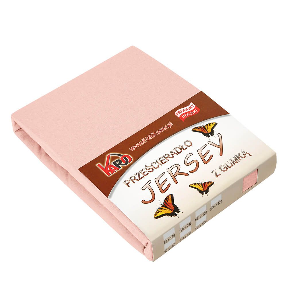 Prześcieradło jersey z gumką 80x160 łososiowe 006 grube 150g/m2 KARO