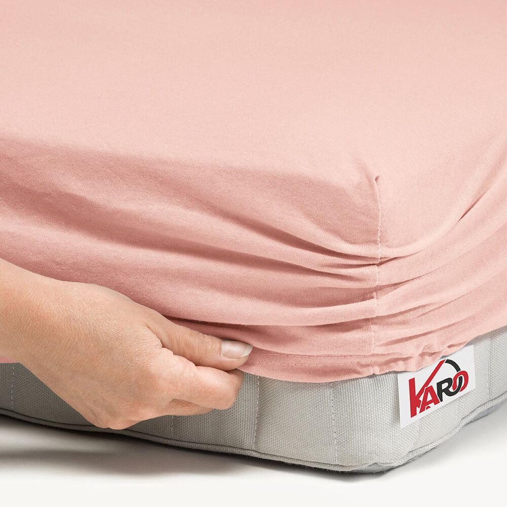 Prześcieradło jersey z gumką 80x160 łososiowe 006 grube 150g/m2 KARO - obrazek 2