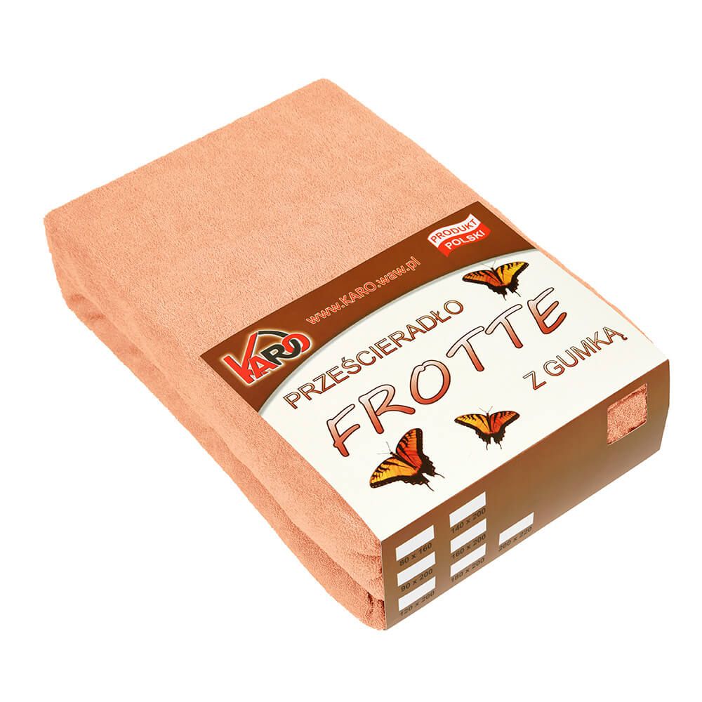 Prześcieradło frotte z gumką 60x120 morelowe 007 grube 200g/m2 KARO