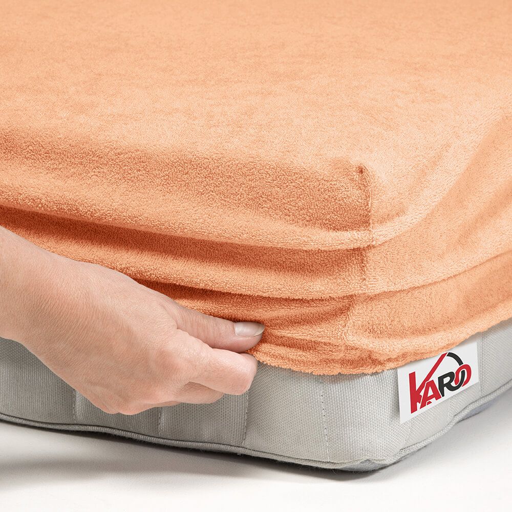 Prześcieradło frotte z gumką 60x120 morelowe 007 grube 200g/m2 KARO - obrazek 2