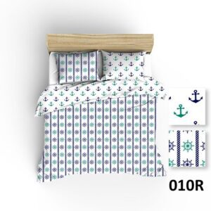 Pościel bawełniana 90x120 biała  kotwice stery granatowe miętowe