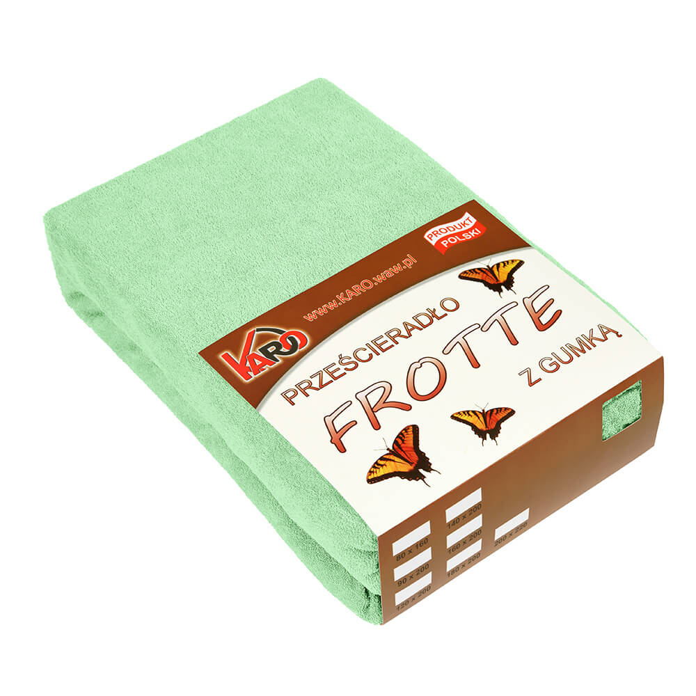 Prześcieradło frotte z gumką 140x200 seledynowe 012 grube 200g/m2 KARO