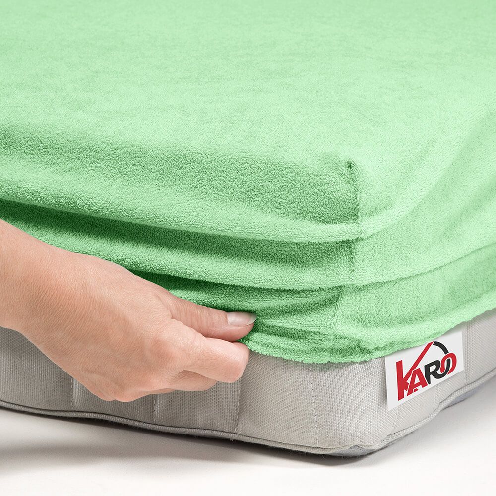 Prześcieradło frotte z gumką 120x200 seledynowe 012 grube 200g/m2 KARO - obrazek 2