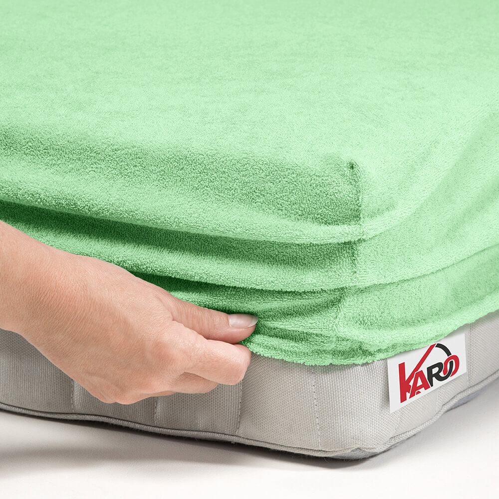 Prześcieradło frotte z gumką 140x200 seledynowe 012 grube 200g/m2 KARO - obrazek 2