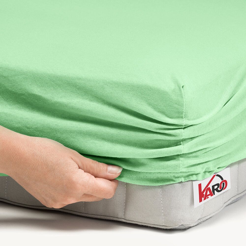 Prześcieradło jersey z gumką 120x200 seledynowe 012 grube 150g/m2 KARO - obrazek 2