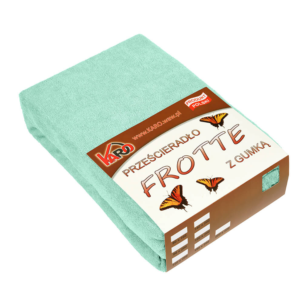 Prześcieradło frotte z gumką 120x200 pistacjowe 014 grube 200g/m2 KARO