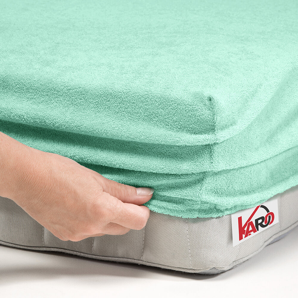 Prześcieradło frotte z gumką 120x200 pistacjowe 014 grube 200g/m2 KARO - obrazek 2
