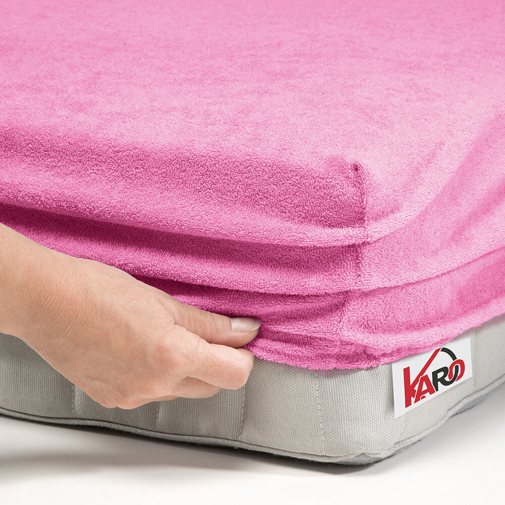 Prześcieradło frotte z gumką 180x200 różowe 020 grube 200g/m2 KARO - obrazek 2