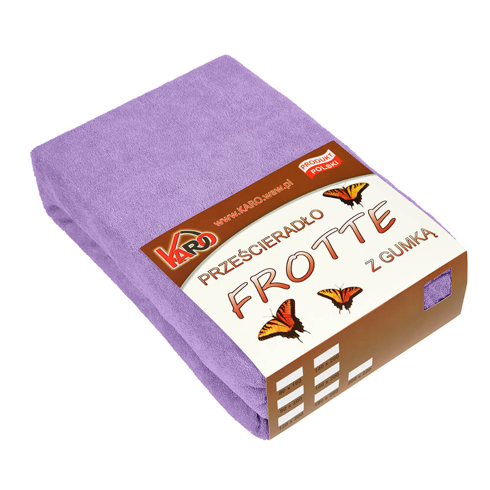 Prześcieradło frotte z gumką 180x200 fioletowe 022 grube 200g/m2 KARO