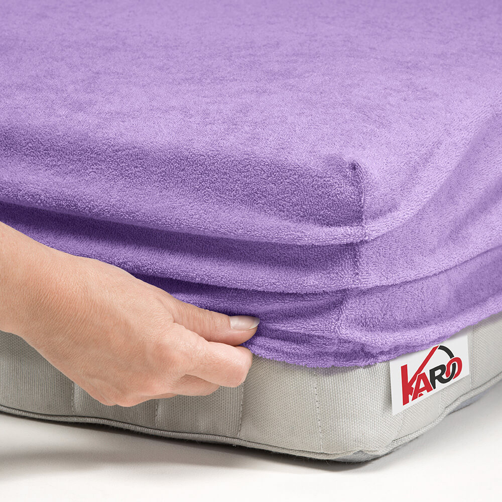 Prześcieradło frotte z gumką 180x200 fioletowe 022 grube 200g/m2 KARO - obrazek 2