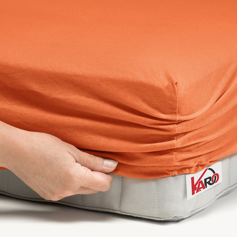 Prześcieradło jersey z gumką 160x200 rude terra 025 grube 150g/m2 KARO - obrazek 2