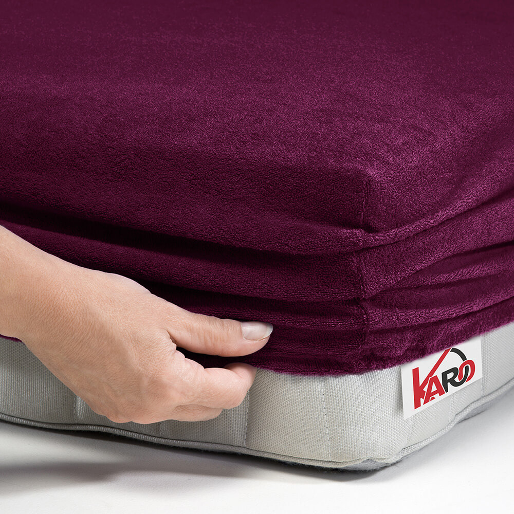 Prześcieradło frotte z gumką 200x220 śliwkowe 027 grube 200g/m2 KARO - obrazek 2