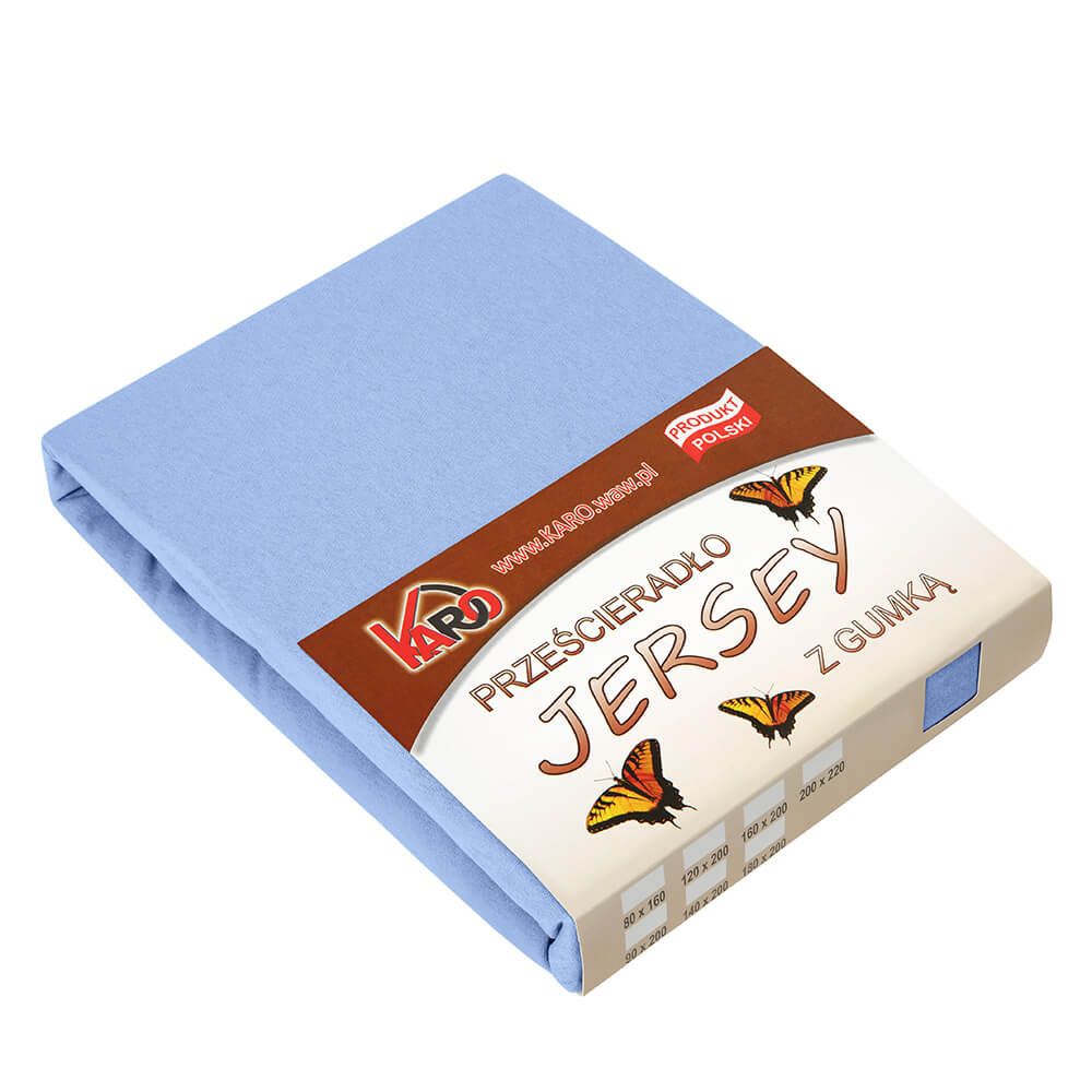 Prześcieradło jersey z gumką 160x200 błękitne 028 grube 150g/m2 KARO