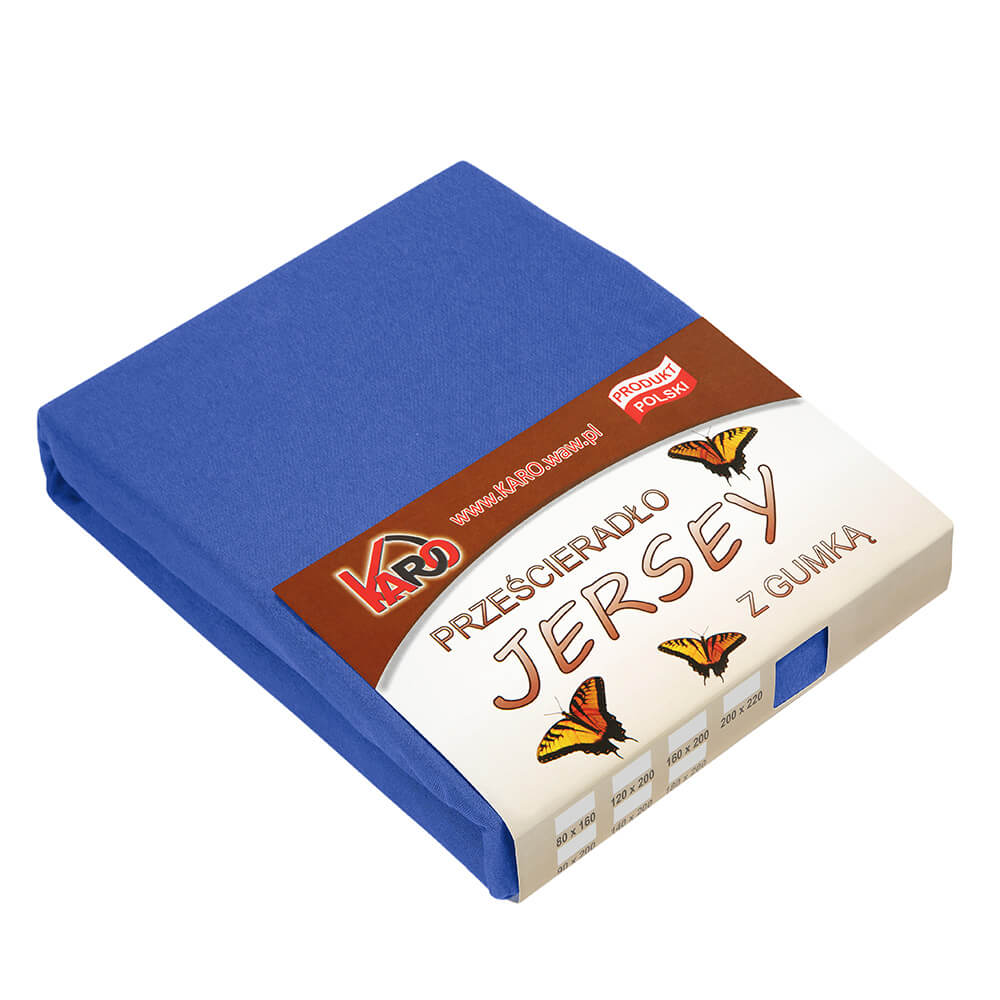 Prześcieradło jersey z gumką 90x200 szafirowe 029 grube 150g/m2 KARO