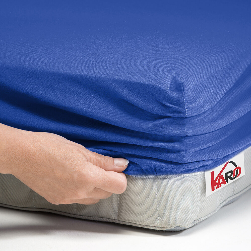 Prześcieradło jersey z gumką 160x200 szafirowe 029 grube 150g/m2 KARO - obrazek 2