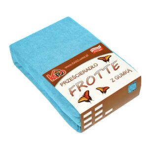 Prześcieradło frotte z gumką 180x200 turkusowe 030 grube 200g/m2 KARO