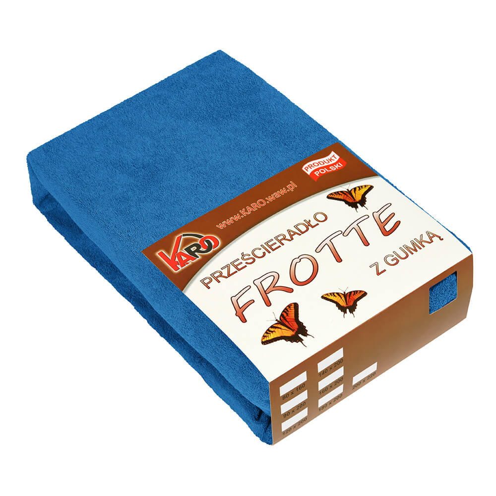 Prześcieradło frotte z gumką 200x220 chabrowe 032 grube 200g/m2 KARO