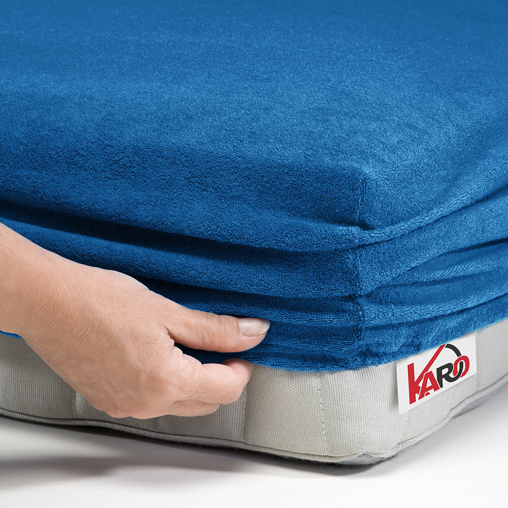 Prześcieradło frotte z gumką 200x220 chabrowe 032 grube 200g/m2 KARO - obrazek 2