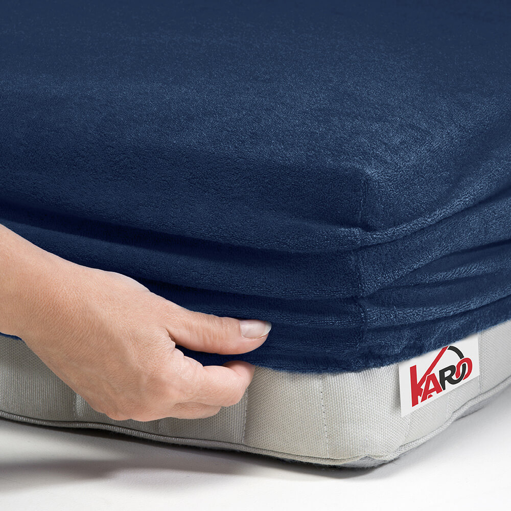 Prześcieradło frotte z gumką 80x160 granatowe 034 grube 200g/m2 KARO - obrazek 2