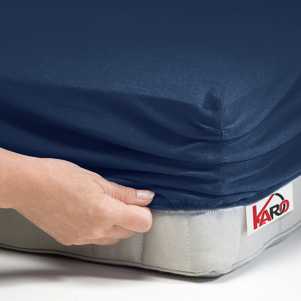 Prześcieradło jersey z gumką 200x220 granatowe 034 grube 150g/m2 KARO - obrazek 2